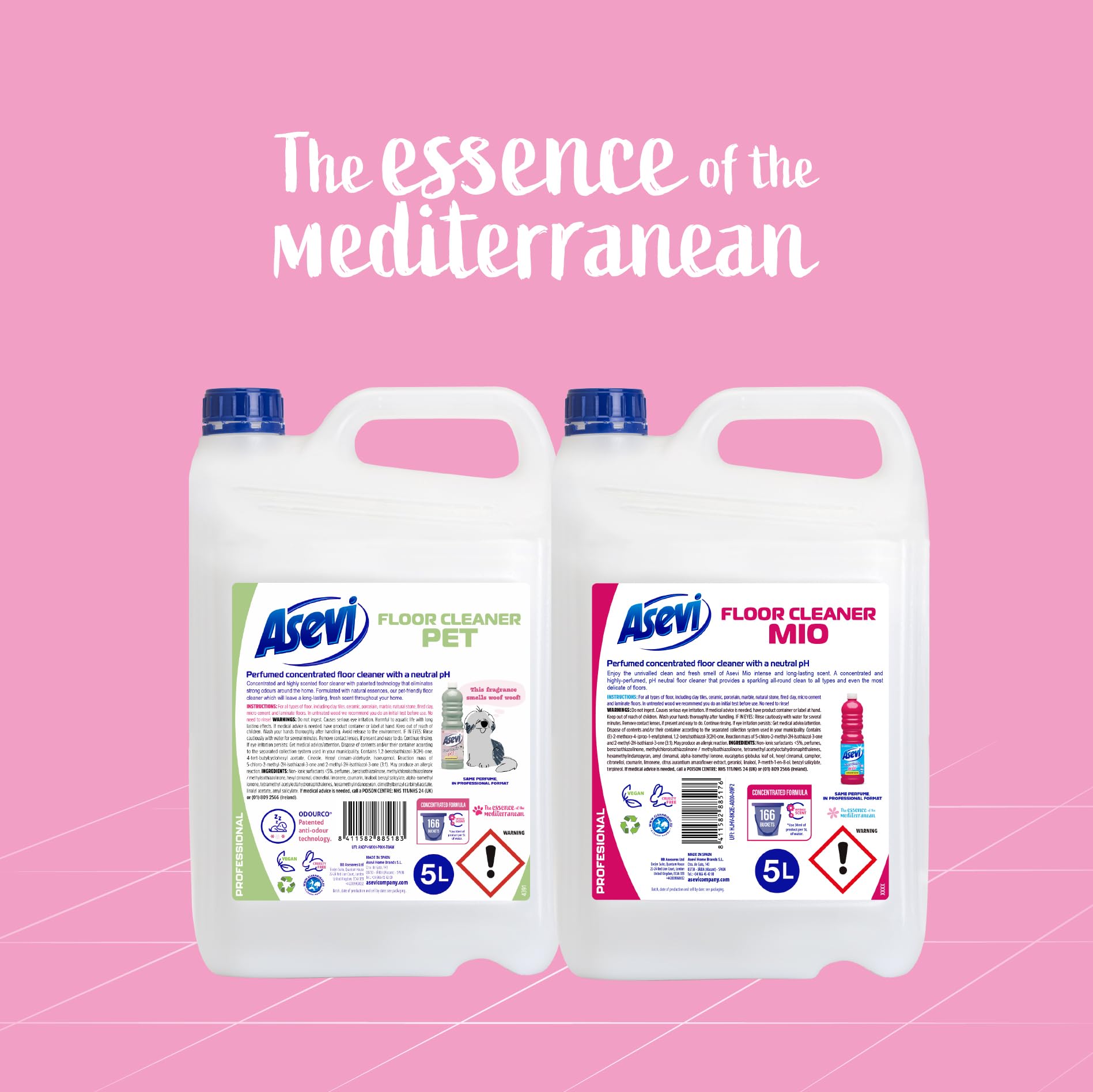 Asevi Mio Concentrated Floor Cleaner Liquid - Powerful Solution for Laminate, Stone and Hard Surface Care - 5L