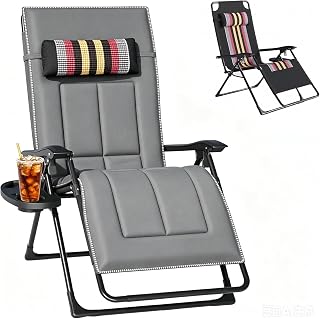 Liegestuhl Klappbar, Sonnenliege mit Verstellbarem Kopfpolster & RüCkenlehne, Strandliege Faltbar mit GeträNkehalter, Gartenliege Schwerelosigkeit StüHle Relaxliege, für Patio-Terrasse-Garten-Pool