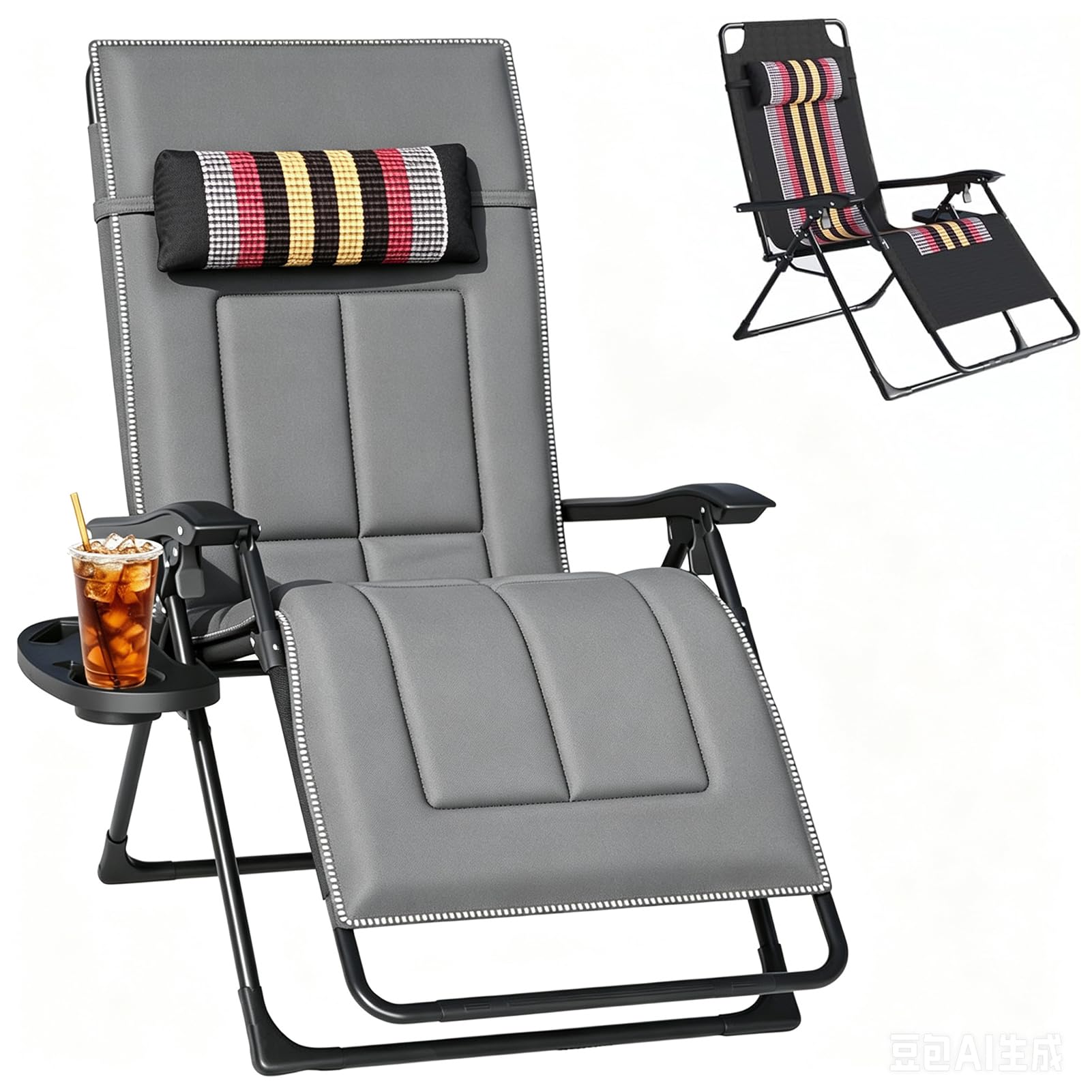Liegestuhl Klappbar, Sonnenliege mit Verstellbarem Kopfpolster & RüCkenlehne, Strandliege Faltbar mit GeträNkehalter, Gartenliege Schwerelosigkeit StüHle Relaxliege, für Patio-Terrasse-Garten-Pool