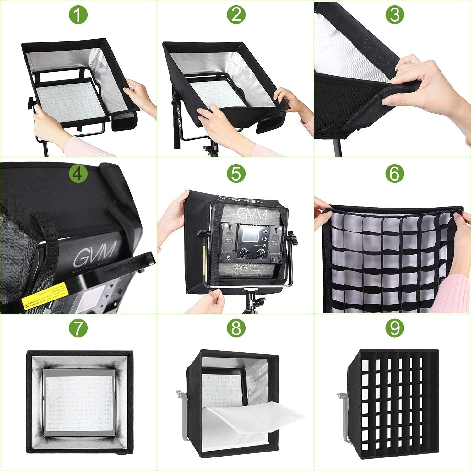 Fdit Softbox Pieghevole Per Pannello LED, 41.5x41.5 Cm, Diffusione Luce Morbida Per Fotografia E Video, Con Custodia, Magnetica