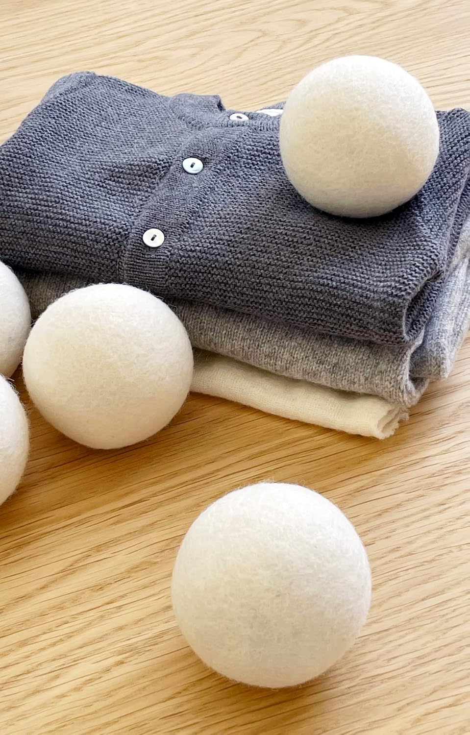 Woolino Wool Dryer Balls, Reusable Laundry Balls, Natural 100% Organic Fabric Softener, Chemical-Free, Baby Safe, 6 Pack XL, White