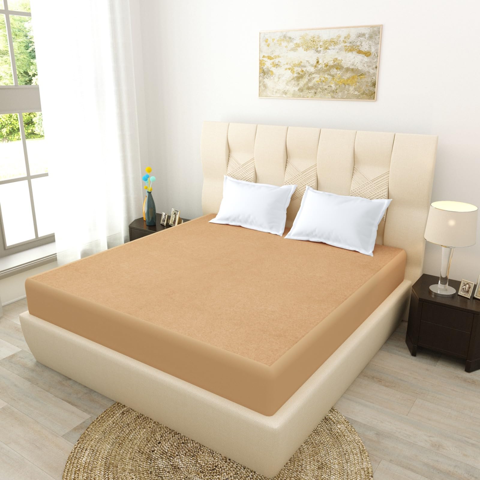 100% Waterproof Premium Cotton Feel Mattress Protector King Size 48x78 Inches | Breathable and Hypoallergenic Ultra Soft Fitted Bed Protector Cover (48"x78" (Beige, 48x78 Queen)-picture-31