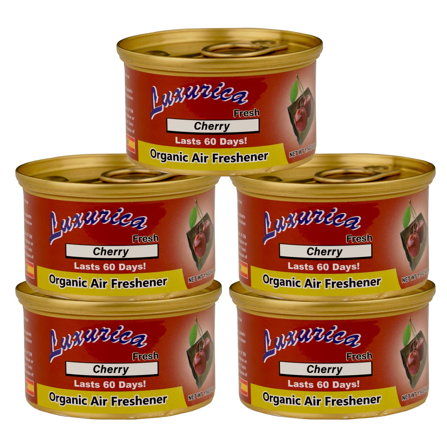 ATCAOrganic Air Freshener, Spillproof Cans for Home and Car, Multi Flavors Long Lasting Freshness, Net Weight 1.5OZ (42g) (Cherry, Pack of 5)