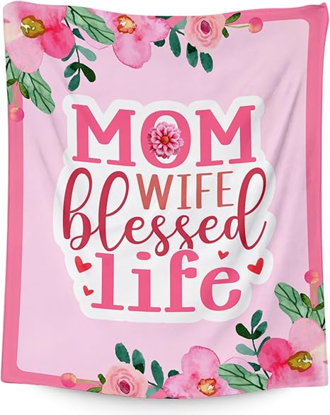 Mothers Day Blankets - 40x50 Inches Fleece Throw for Mom Wife Daughter Sister - Soft Cozy Pink Fuzzy Blanket Gifts