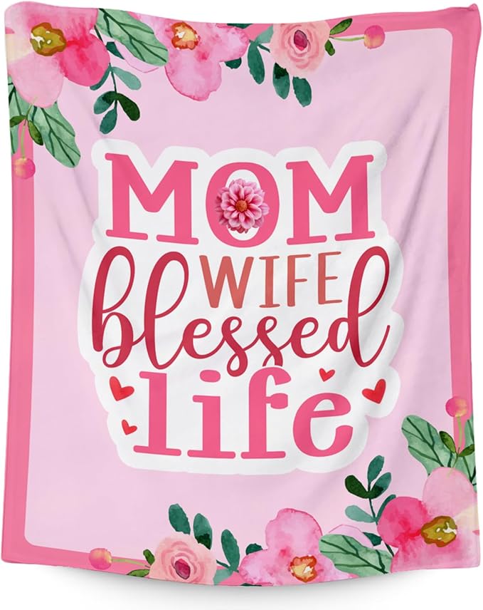 Mothers Day Blankets - 40x50 Inches Fleece Throw for Mom Wife Daughter Sister - Soft Cozy Pink Fuzzy Blanket Gifts