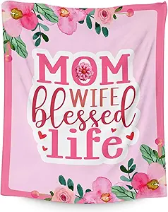Mothers Day Blankets - 40x50 Inches Fleece Throw for Mom Wife Daughter Sister - Soft Cozy Pink Fuzzy Blanket Gifts