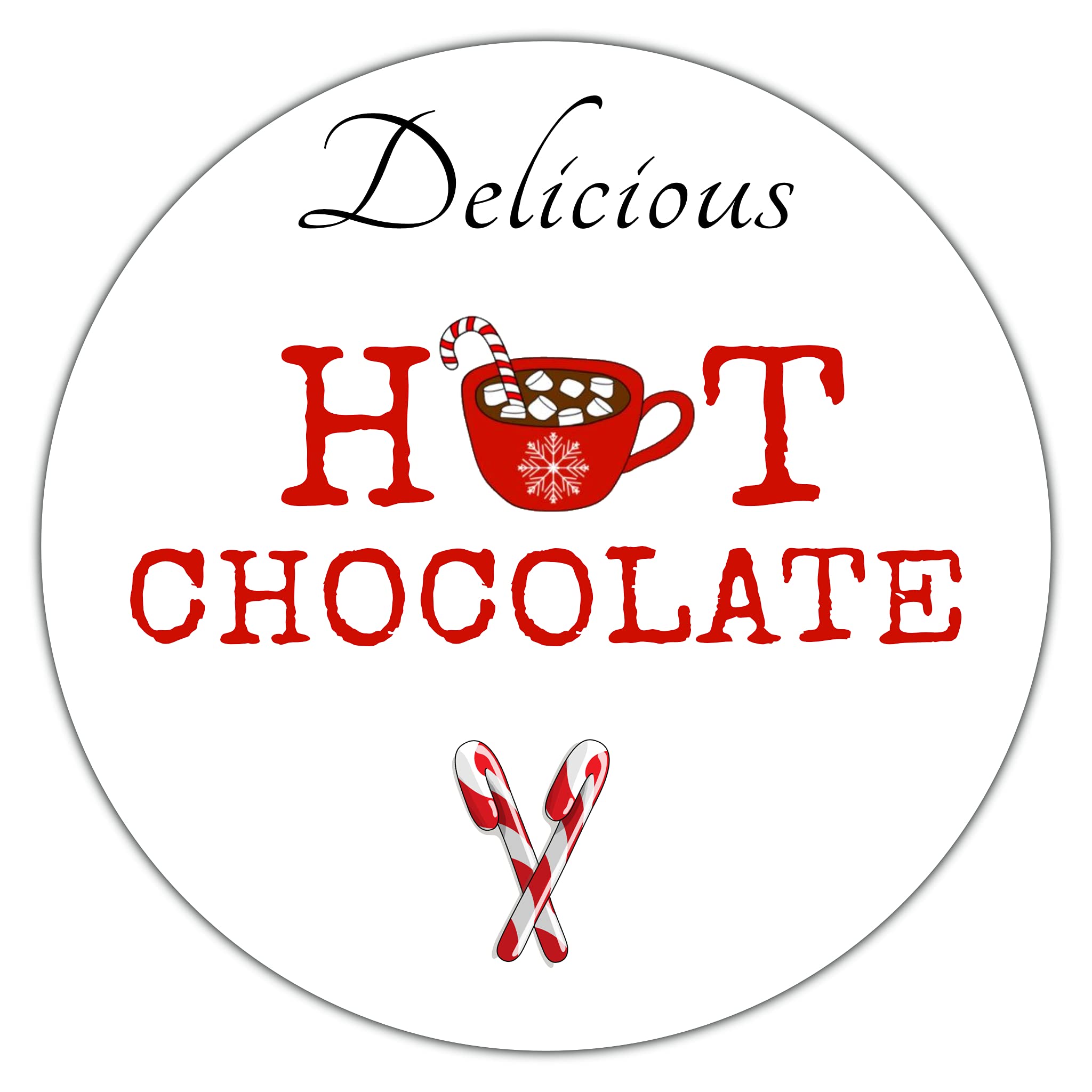 Christmas Stickers Hot Chocolate Craft Business School Fair (12 x Round 60mm Large)