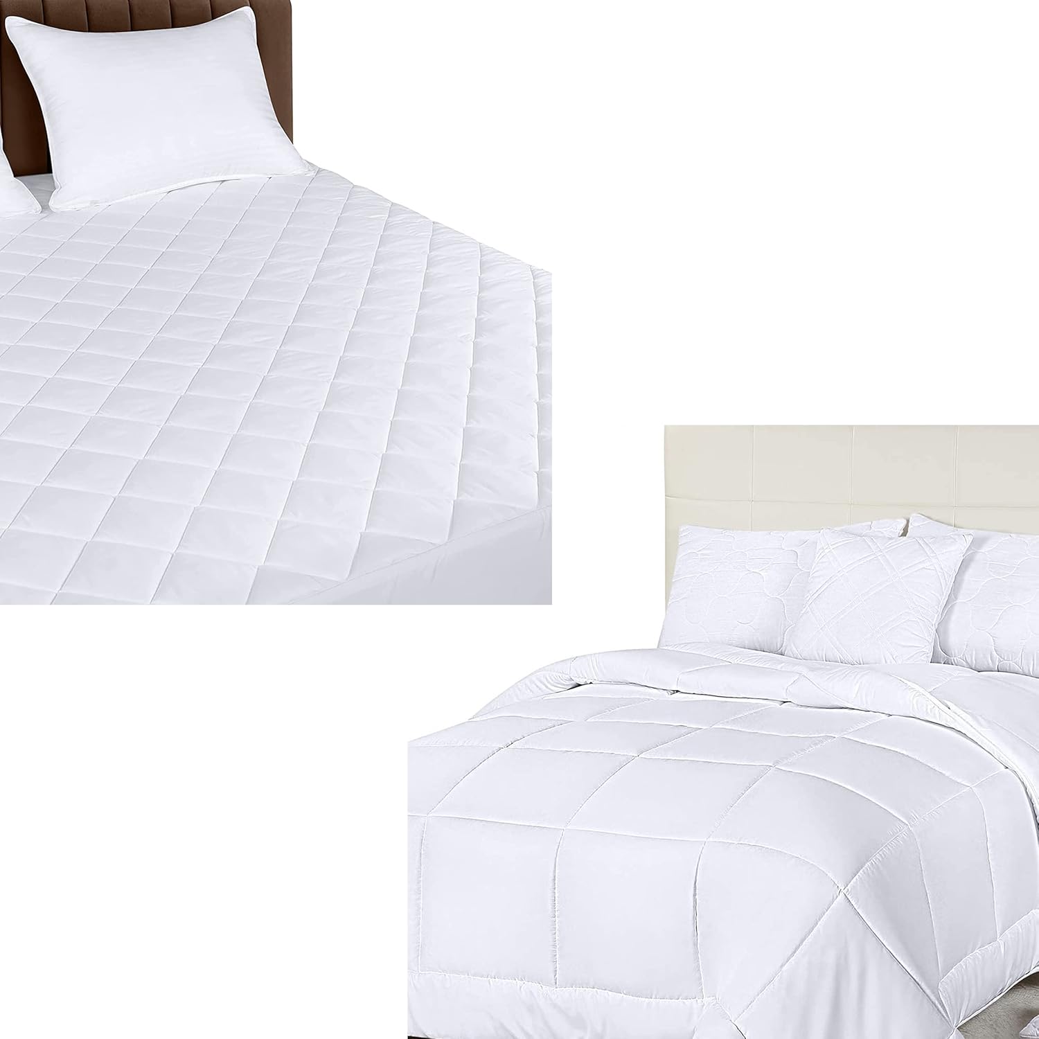 Utopia Bedding 1 All Season Down Alternative Comforter with 1 Quilted Fitted Mattress Pad, (Twin, White) : Home & Kitchen