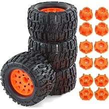 4PCS Rubber Big-Foot Wheels Tires 125x70mm with Replaceable 12mm 14mm Hex Adapter RC Parts for 1/10 TRAXXAS ARRMA FS MJX ZD Racing RLAARLO RC Car Orange