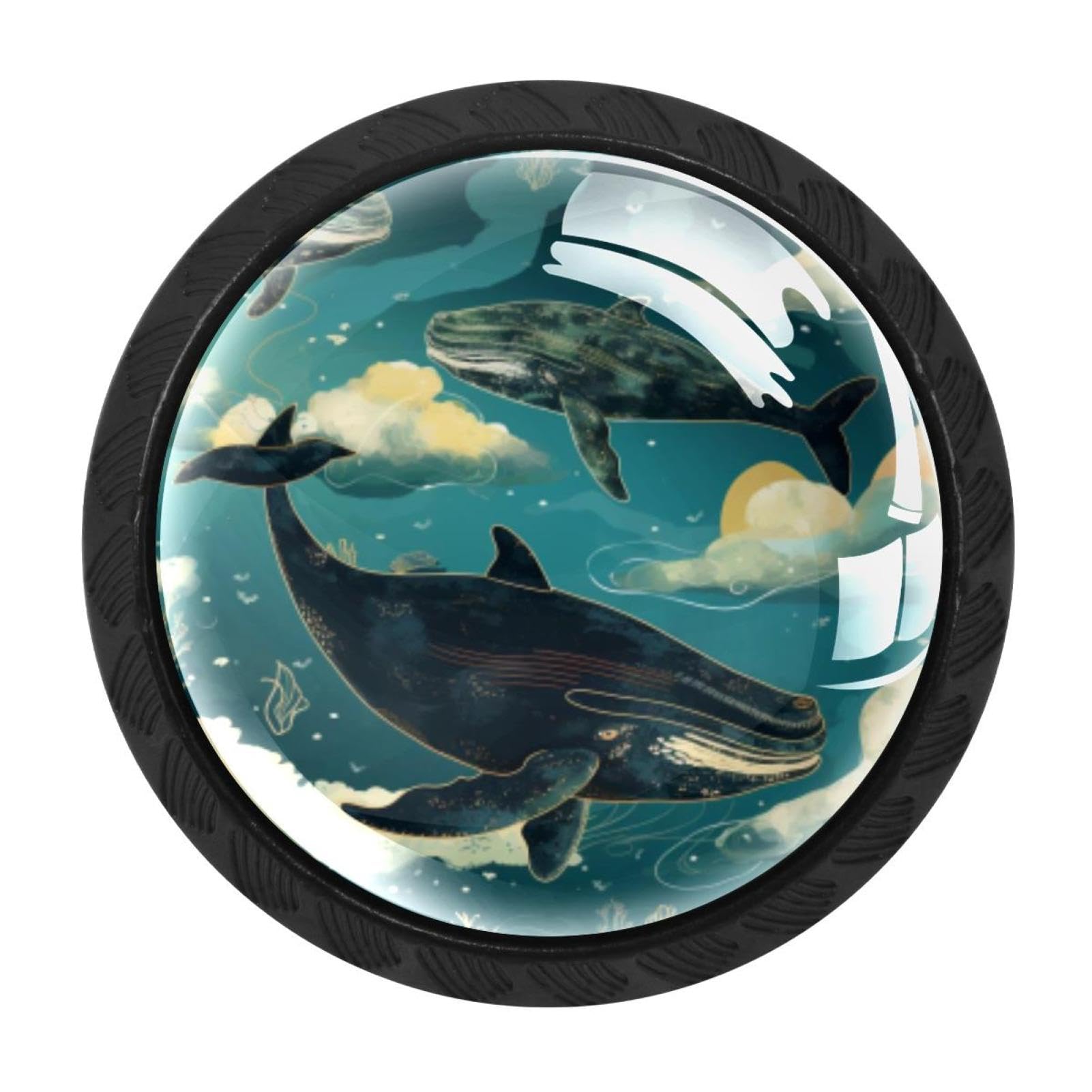 CHENZZZZ 4 Pieces Whale Drawer Knobs, 35mm Black Cabinet Knobs, Drawer Pulls and Knobs, Dresser Drawer Knobs, Cabinet Hardware Kitchen Cabinet Knobs