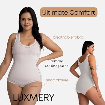 Sculpting Shapewear Round Neck Bodysuit - Tummy Control - Seamless Compression Body Shaper Women