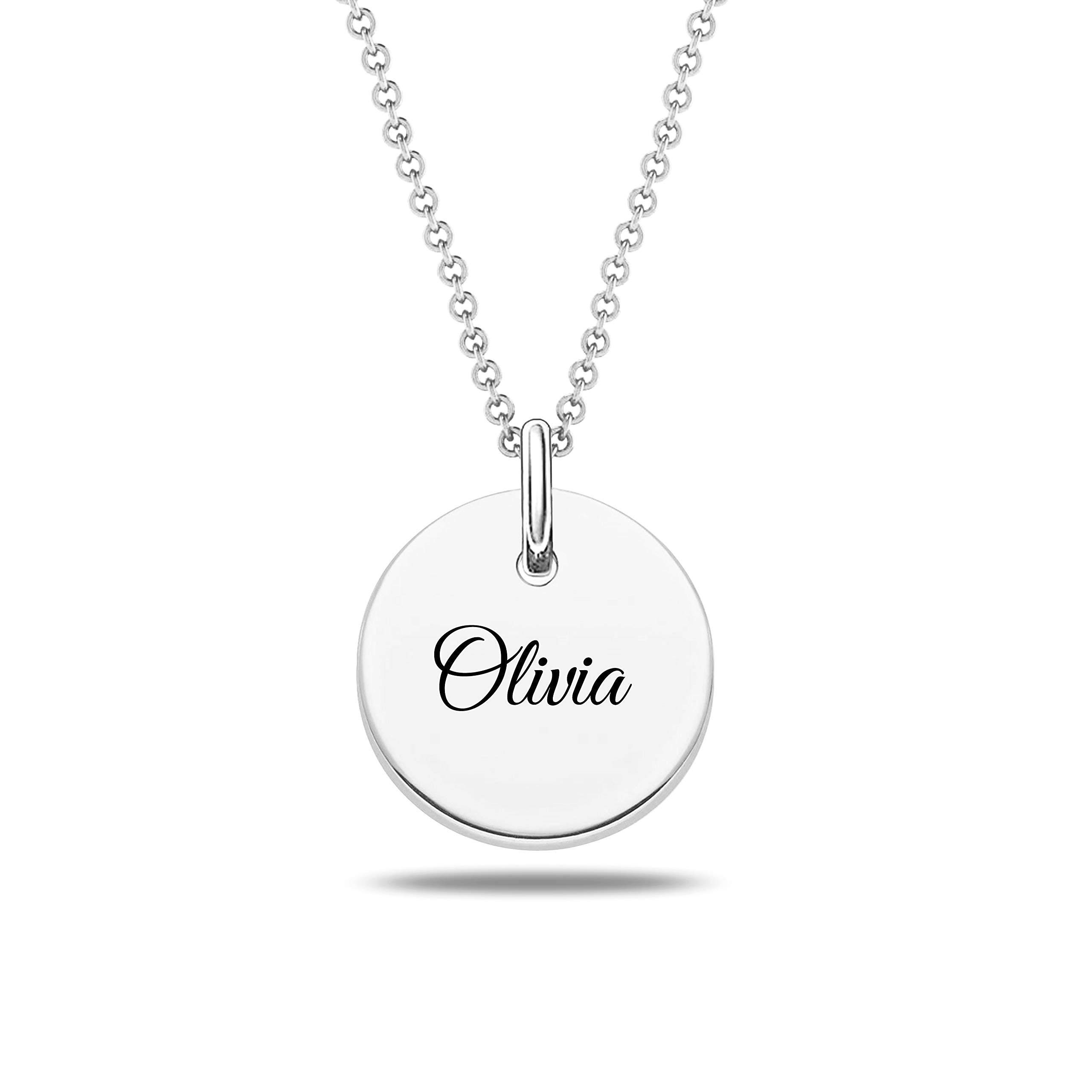 Personalized Customized Women 925 Sterling-Silver Engraved Charm Name Necklace