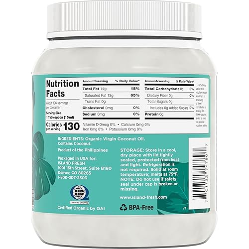 Miniatura 7 de Island Fresh - Aceite de coco virgen orgánico de calidad superior 54 onzas