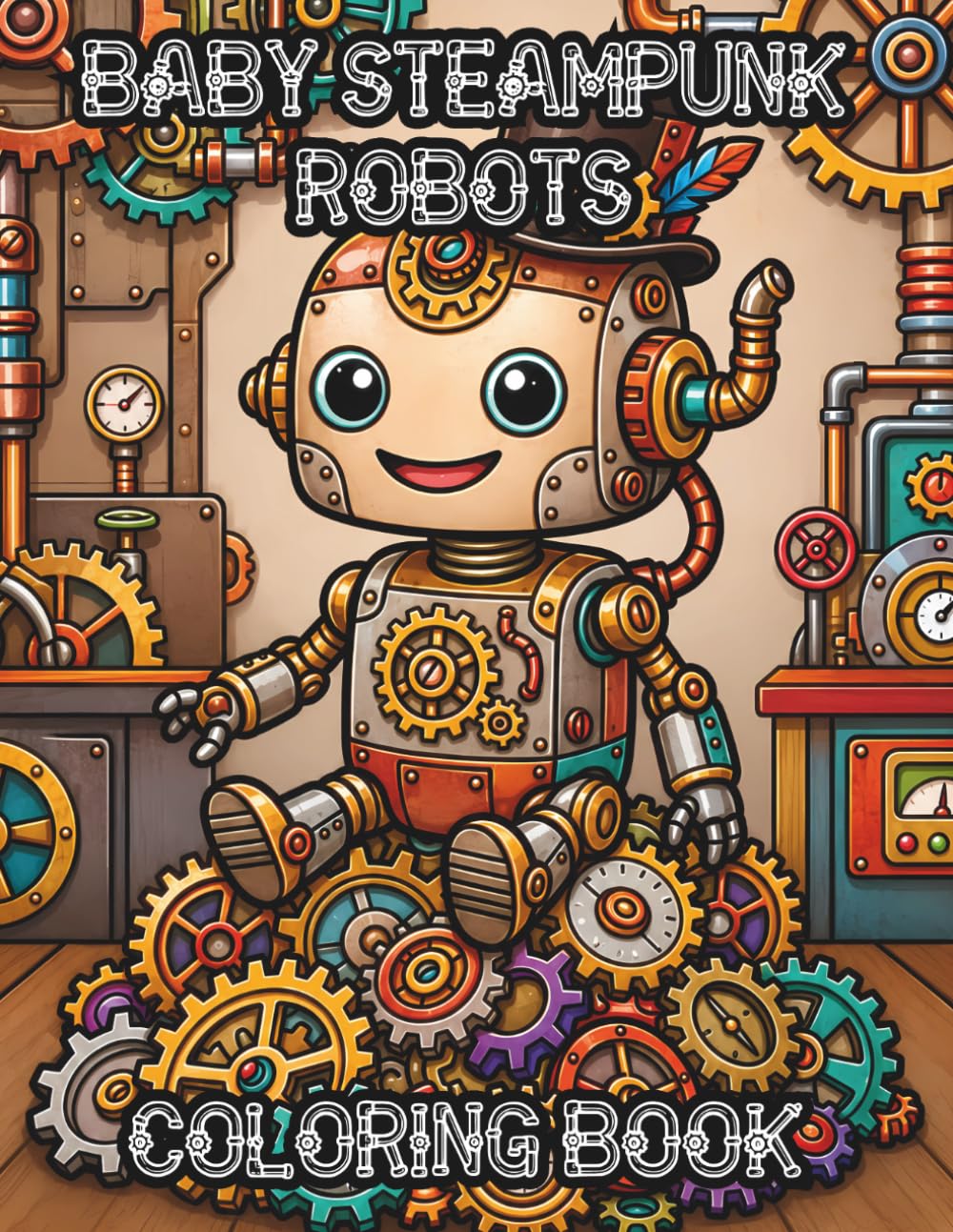 Playful Baby Steampunk Robots Coloring Book: for Tweens, Teens & Adults Who Enjoy Clockwork Steambots, Gears, Gadgets & Adorable Mechanical Characters