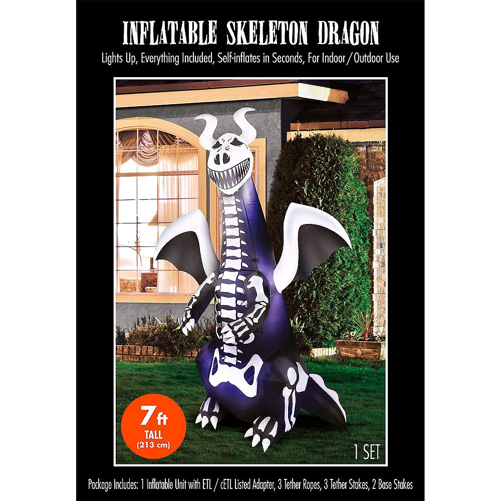Amazon.com: Occasions Ltd Light-Up Inflatable Skeleton Dragon, Looks Like a  Giant Purple Skeletal Dragon with Lights Throughout : Everything Else