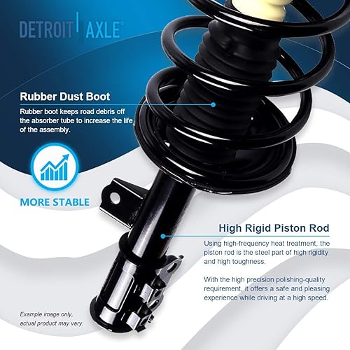 Miniatura 3 de Detroit Axle - Puntales delanteros para Hyundai Elantra 2007-2010 completo 2 puntales con resorte helicoidal 2008 2009 Reemplazo izquierdo y derecho