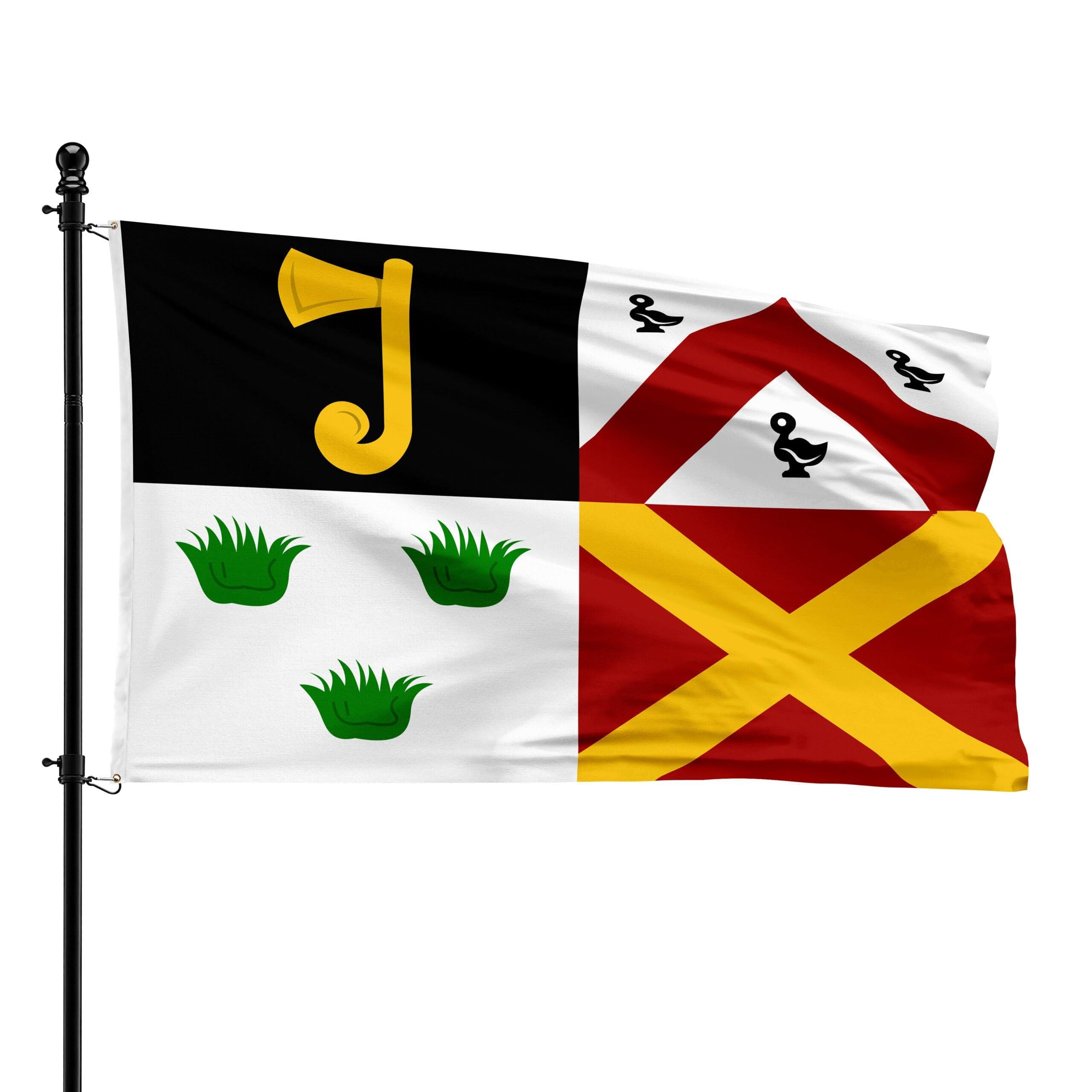 Drapeau municipal de Ledegem facile à installer avec oeillets de fixation