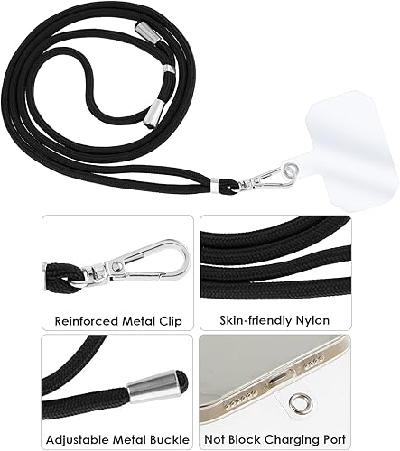Miniatura 6 de Cordón ajustable para teléfono con 3 parches para teléfono, cordón cruzado compatible con la mayoría de teléfonos