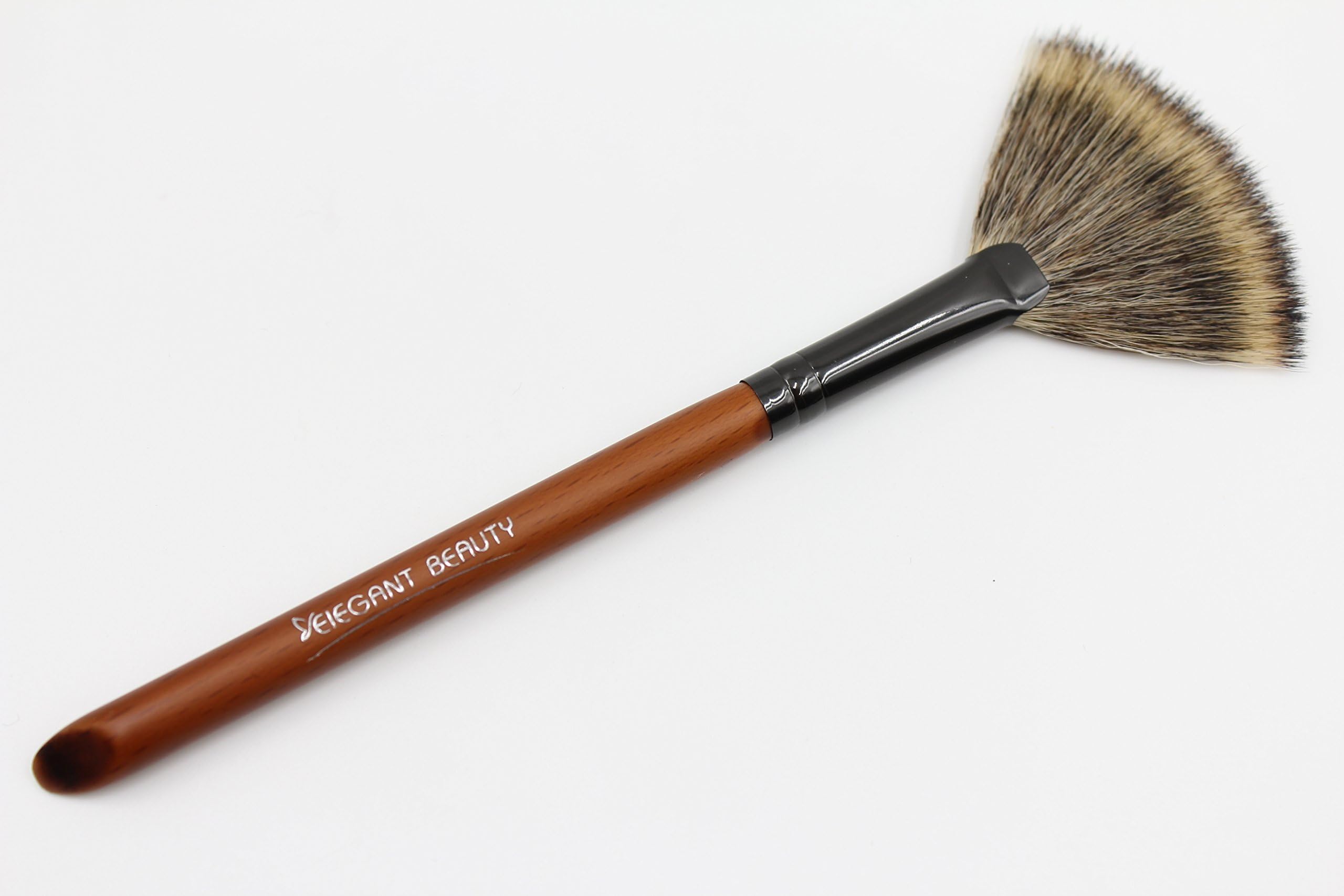 ELEGANT BEAUTY Fan Makeup Brush With AAA Synthetic Hairs and Beech Wooden Handle