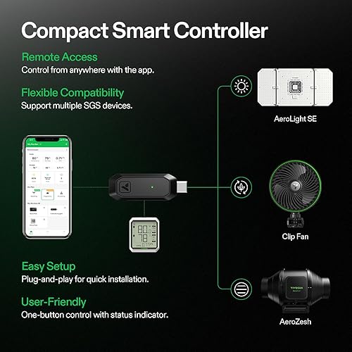 Miniatura 5 de VIVOSUN AeroLight Wing AW200SE, luz LED de crecimiento de 200 W con ventilador de circulación integrado y controlador GrowHub E25, compatible con