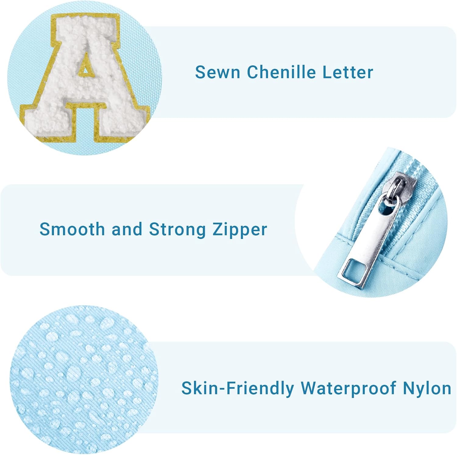 Preppy Party Gift Chenille Letter Nylon Belt Bag Small Waist Fanny Pack Cross Body Purse Cute Party Accessories Crossbody Bags Graduation Birthday Party Gifts for Women Teen Girls Blue H image 4