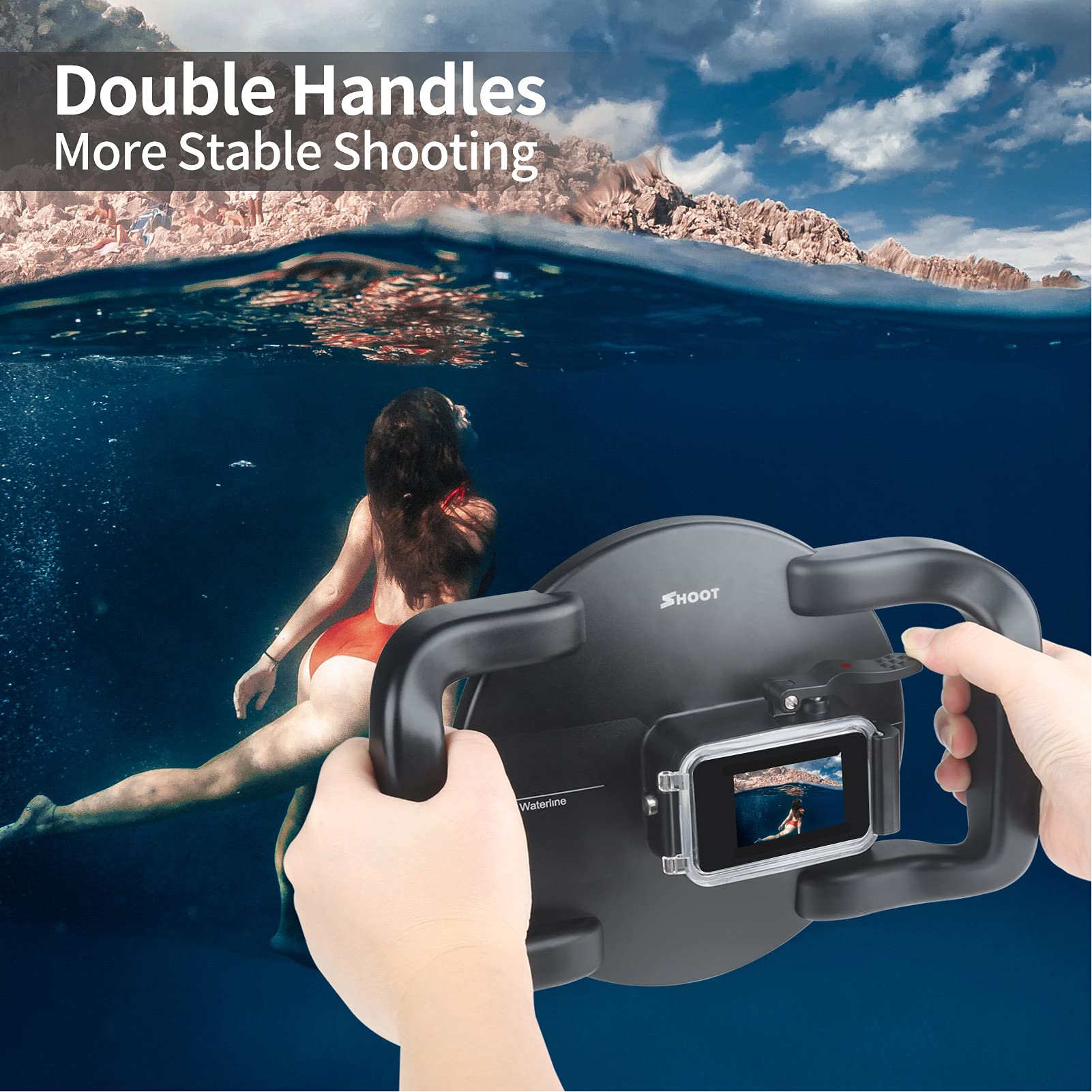 Obiettivo Dome Port per 10 e 9 Nero, Custodia, Accessori per Fotografia Subacquea Grandangolare da 45 m/180°