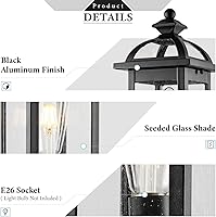 Vista 6 de Darkaway Luces de poste para exteriores, postes de iluminación al aire libre, luces de poste de aluminio impermeables con vidrio, luces de poste