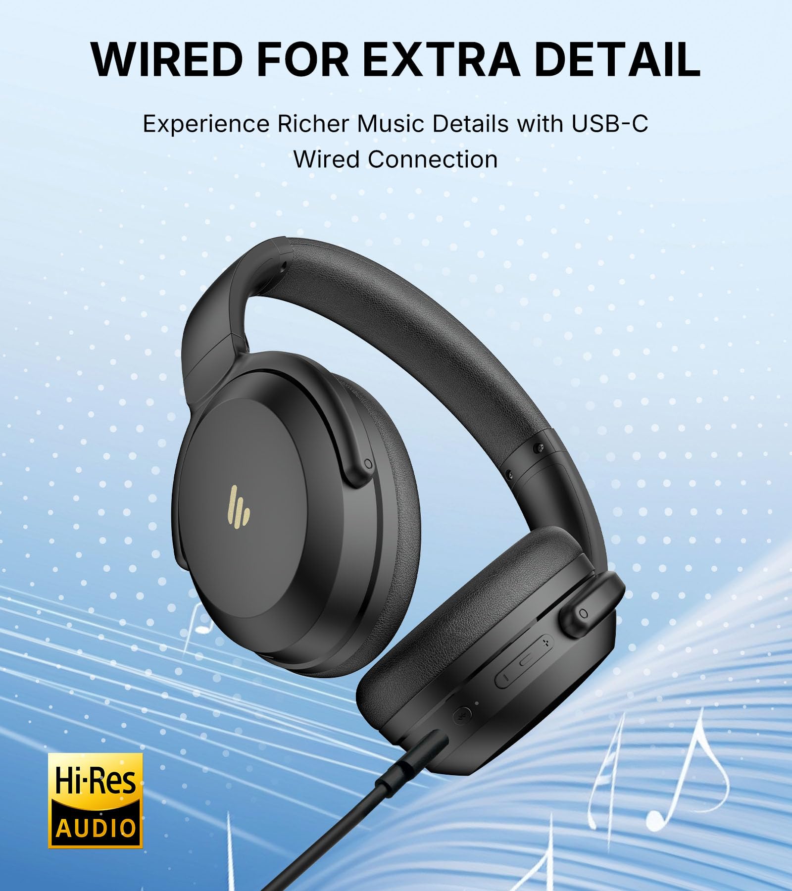 Edifier WH700NB Pro Kabellose Over-Ear Kopfhörer mit -43dB Aktiver Geräuschunterdrückung, Hi-Res Audio, AAC, Bluetooth V5.4, Multi-Point-Verbindung, AI-Klare Anrufe, Schnellladung, Faltbar - Elfenbein