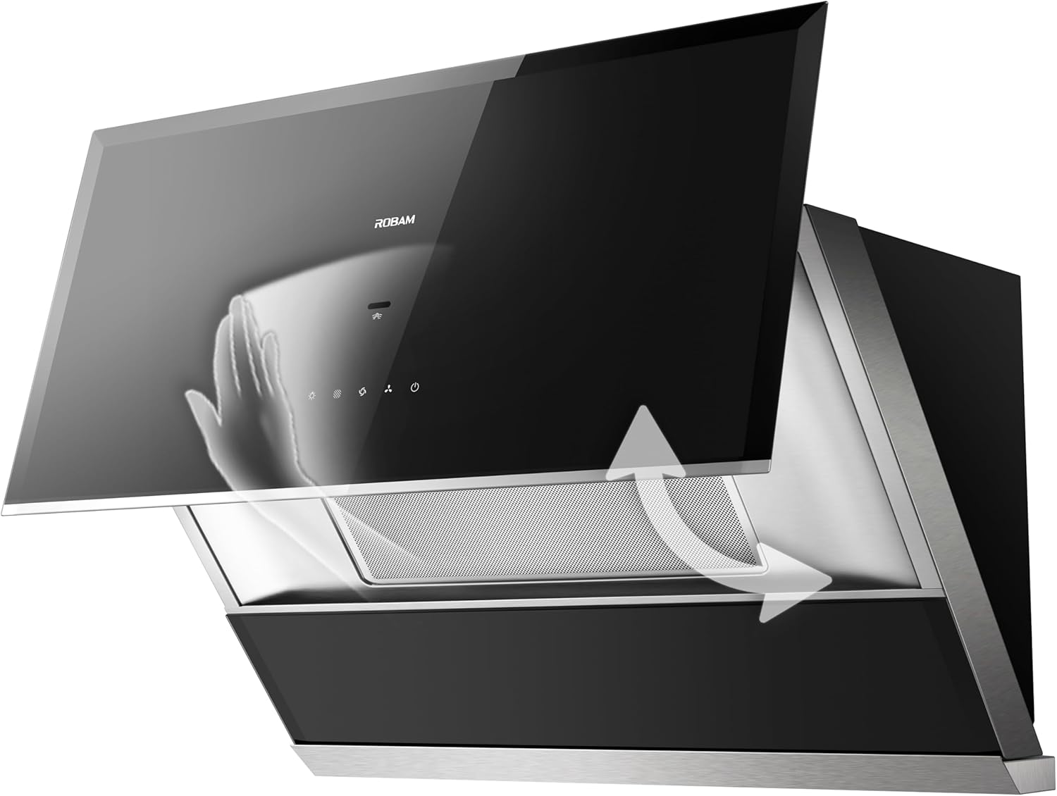ROBAM 36 Inch Range Hood, 1200 CFM Vent Exhaust Fan, 1000 Pa Smoke Extractor Hood, Wave & Touch Control, Turbo Mode, Easy-Clean Filter, Ducted Wall Mount or Under Cabinet, Kitchen Cooking (Black)