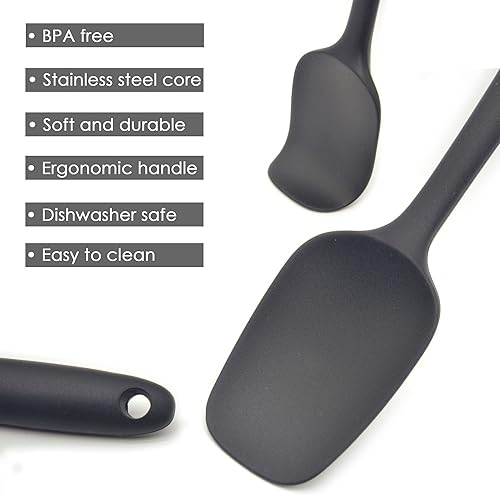 Miniatura 5 de MaxDare Juego de espátulas y cucharas de silicona, diseño de una sola pieza, resistente al calor, apto para lavavajillas, utensilio de cocina para