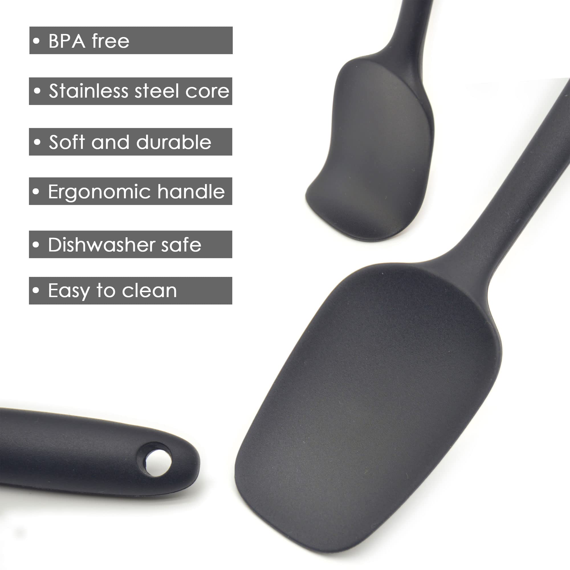 Set von drei Premium Silikon Spatel mit Stahl Core – by zoppi Geschirr – Chef Edition mit Löffel – BPA-frei und antibakteriell – hitzebeständig C für Ofen, Pfanne und Grill 650º F rot
