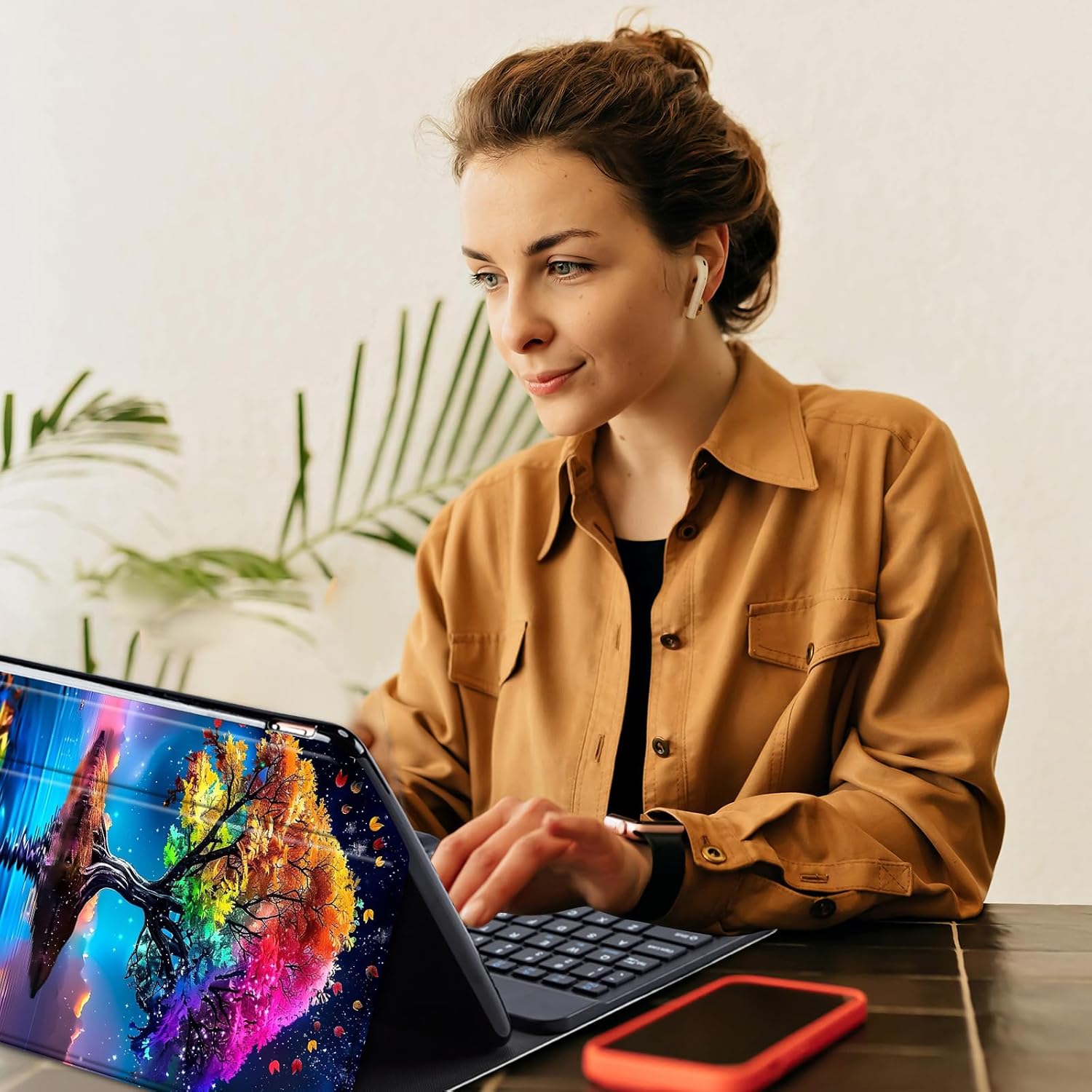 Keyboard Case for Amazon Fire Max 11 (13th Generation, 2023 Release), Detachable Wireless Bluetooth Keyboard and Auto Sleep/Wake Fire Max 11 Tablet Case with Keyboard, Multicolored Tree