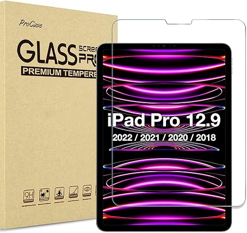 ProCase Protector de pantalla de vidrio templado para iPad Pro 12.9, 6, 5, 4, 3 generación 2022, 2021, 2020, 2018, protector de película de vidrio