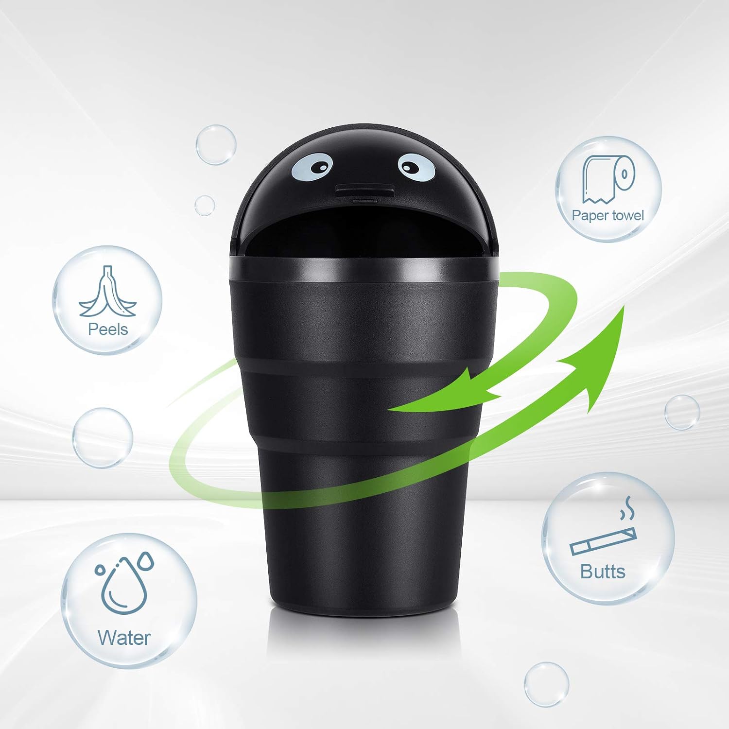 trasgo for Car Cup Holder Trash Can Small Mini Trash Can Car Office Household Trash Can (Black)
