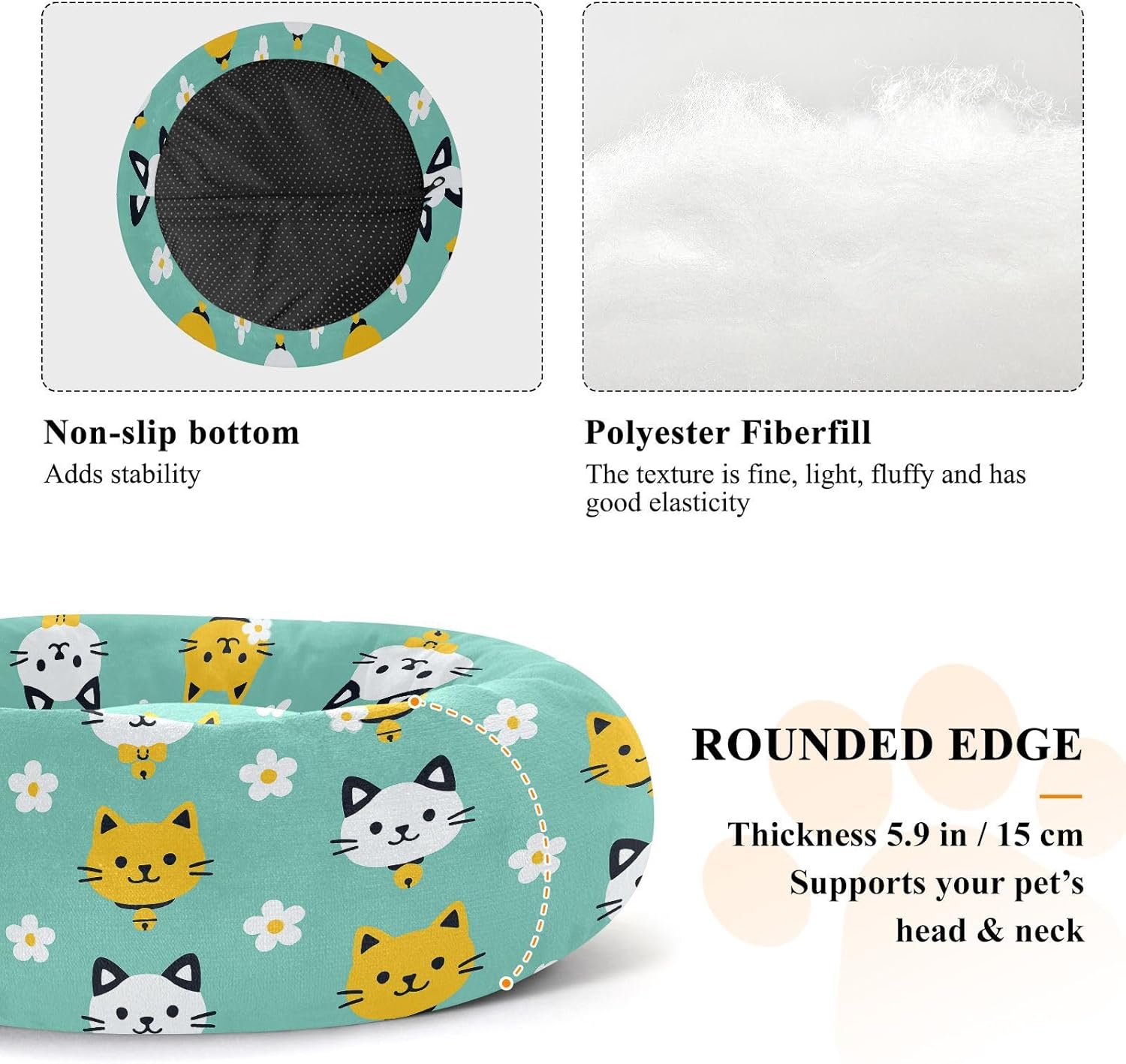 Pet Dog Bed Removable & Washable Fluffy Dog Pillow Bed for Small Size Pets Sleeping M Cats Mint Green