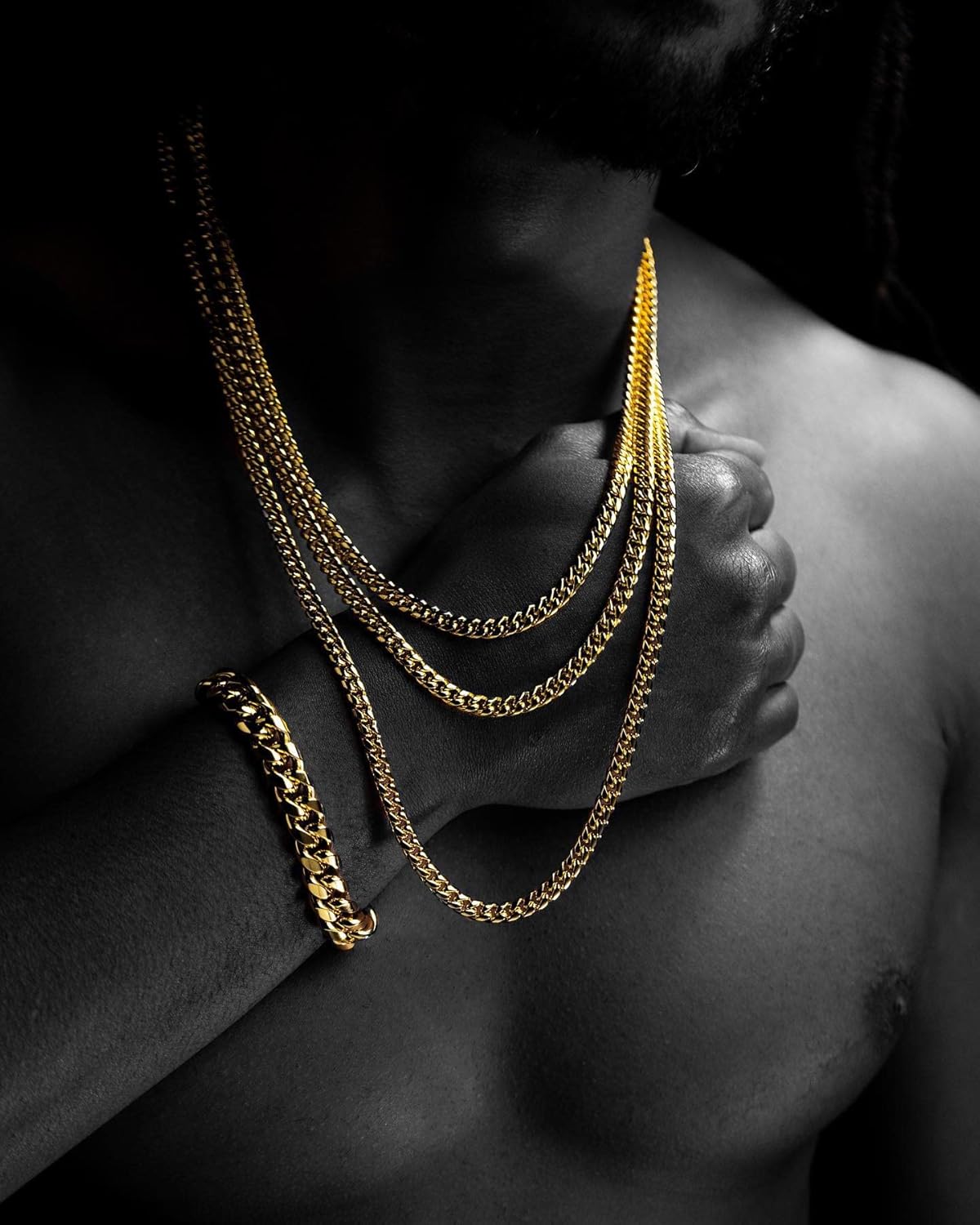 14K REAL Gold Plated Miami Cuban Link Chain 316L Stainless Steel Necklace or Bracelet with Iced Out Diamond Clasp for Men Women(Custom Box and Pouch Packing, Christmas Gift) - Image 4