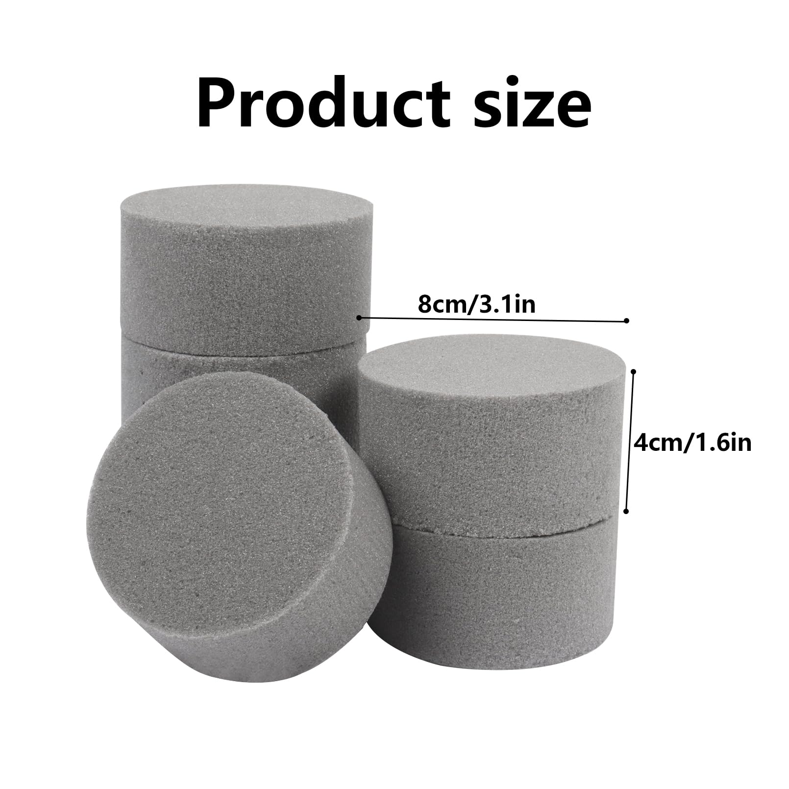 Nwvuop 6Pcs 8cm Round Floral Foam for Artificial Flower Arrangements (Grey), 8× 8× 4cm/3.15× 3.15× 1.57 inches - Image 2