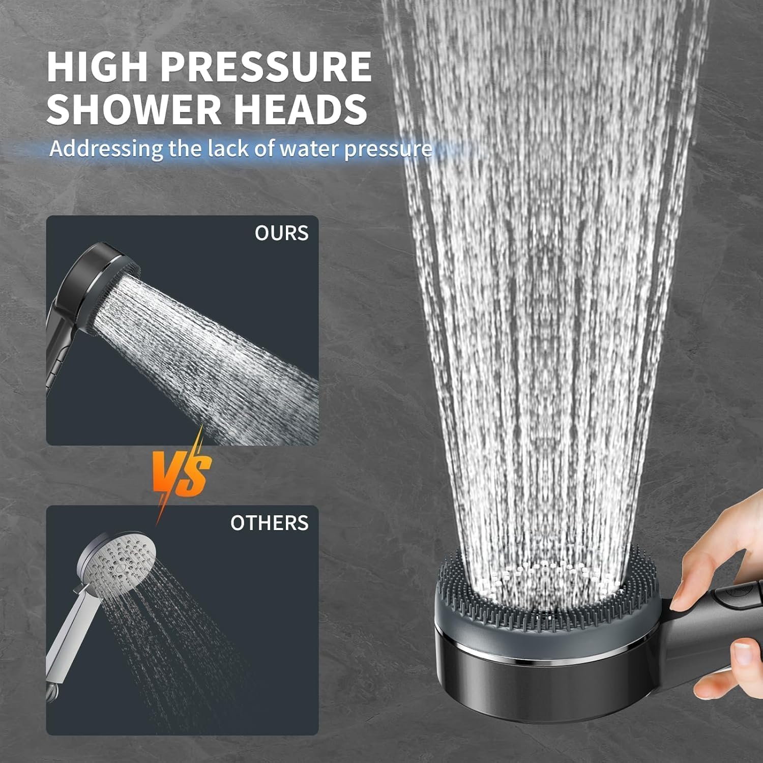 Pommeau de Douche Haute Pression,Pommeau de Douche Anti Calcaire Filtrant - Douchette Shower Jet 3+1 Modes avec Bouton Pause, Économie d'Eau,Douche Tuyau 1.5M Avec 3 filtres et support mural