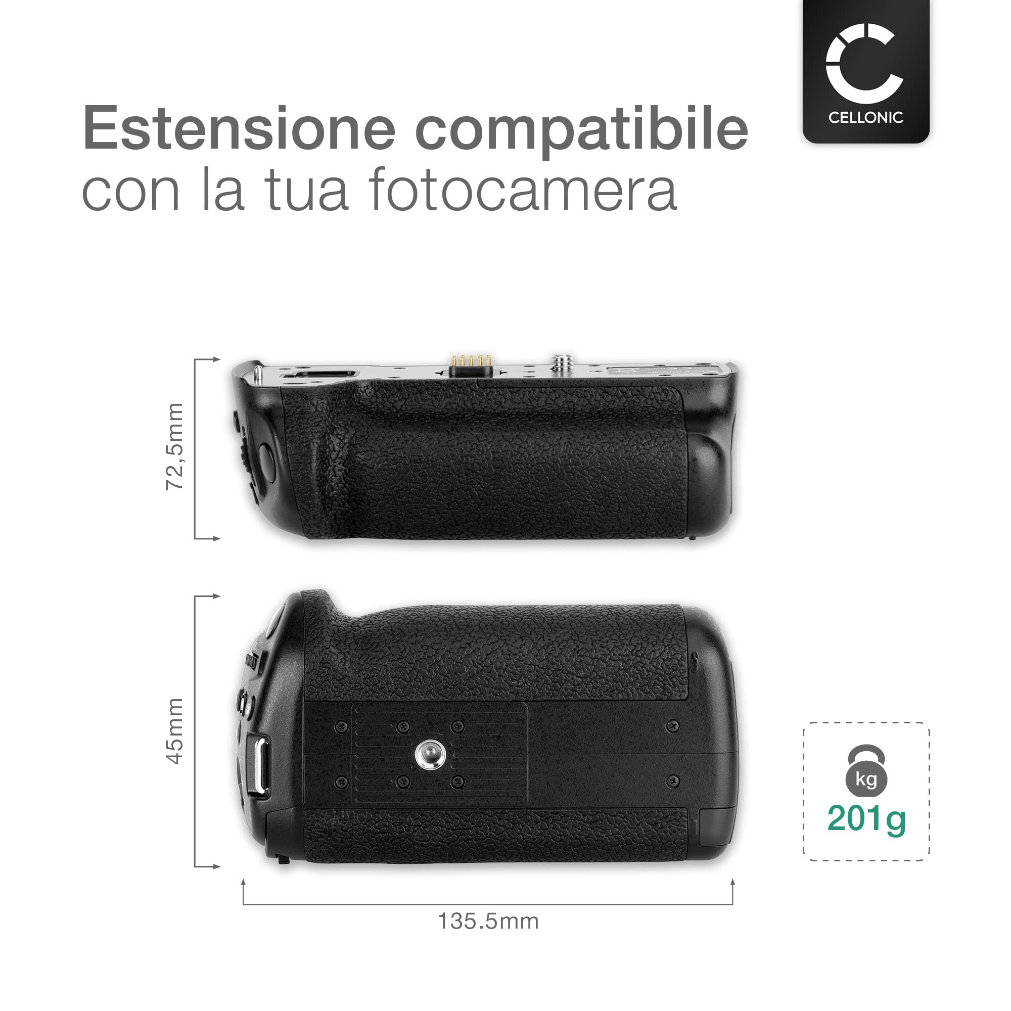 CELLONIC Impugnatura DMW-BGGH5 Compatibile con Panasonic Lumix DC-GH5 II/Lumix GH5 Battery Grip per Fotocamera Fotografia Verticale Multifunzione portabatterie DMW-BLF19