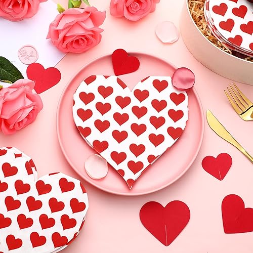 Miniatura 6 de Servilletas de 3 capas con forma de corazón para el día de San Valentín, suministros de fiesta, servilletas de papel desechables para cóctel, para