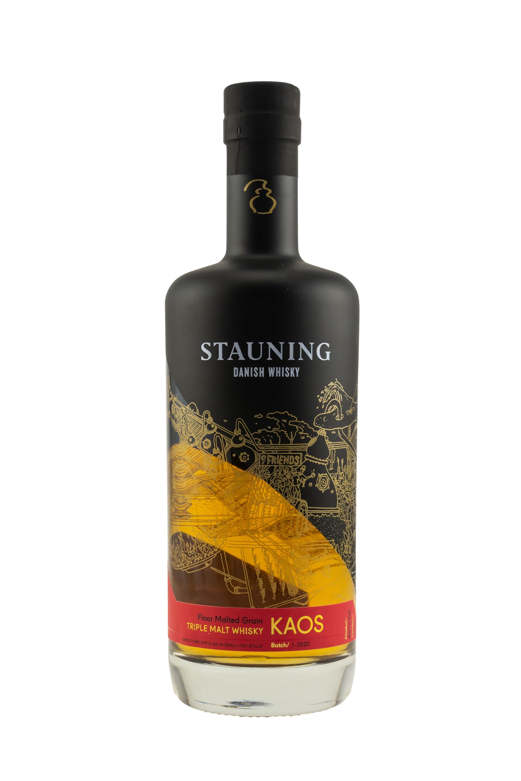 Stauning KAOS Triple Malt Whisky | Dänischer Whisky | Bodenvermälztes Getreide | Direkt befeuert in kleinen Pot-Stills destilliert | 46% Vol. | 1 x 0,7 L