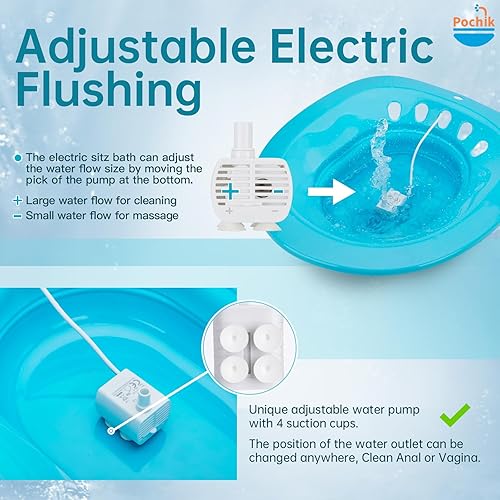 Vista 10 de Pochik Bañera eléctrica para asiento de inodoro, artículos esenciales posparto, hemorroides y cuidado posparto para remojo, kit de baño