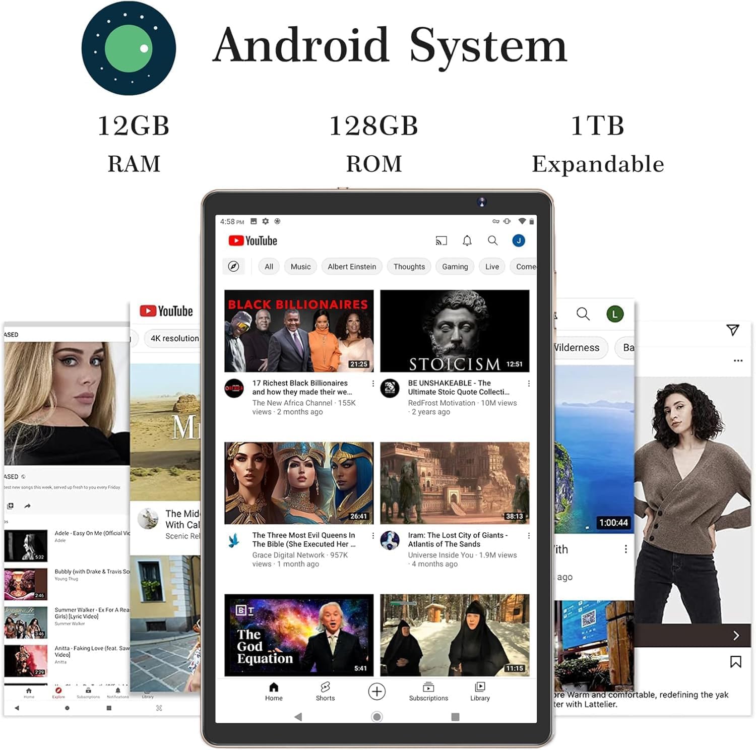 SEBBE 10.1 inch Tablet PC, Gemini AI 12GB RAM + 128GB ROM/TF 1TB, Octa-Core 2.0 GHz, | 5G WiFi | Bluetooth 5.0 | 6000mAh | 1280 x 800 Pixels | 5MP + 8MP, Tablet with Gold Case image 3