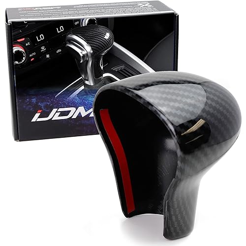 iJDMTOY Glossy Black Carbon Fiber Pattern Shift Knob Cover Shell Compatible with Audi 2013-2016 A4 A5 Q7, 2012-2015 A6 A7, 2013-2017 Q5, etc