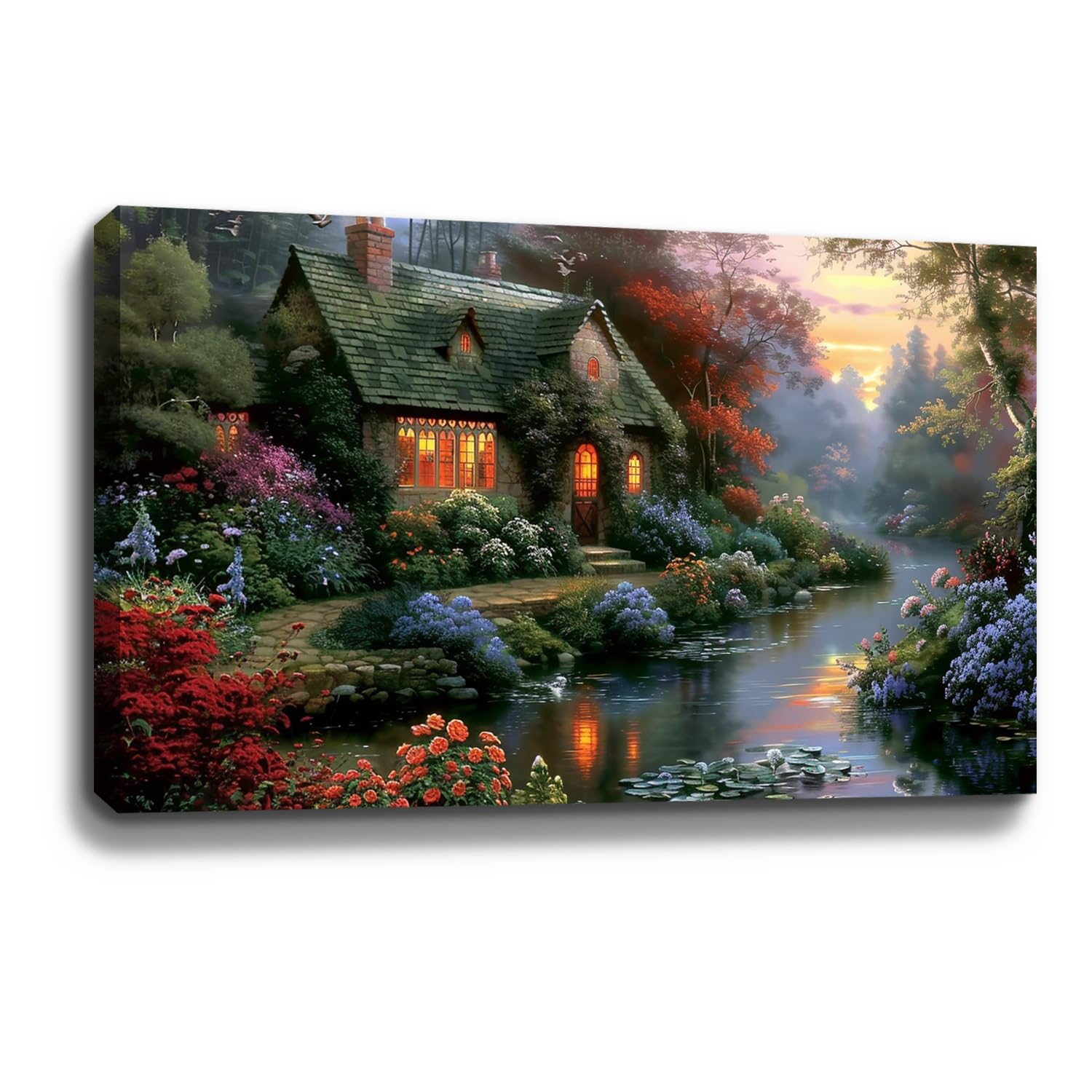 Amazon.co.jp: BOHU ARTS A Quiet Evening Canvas Art 絵画 風景