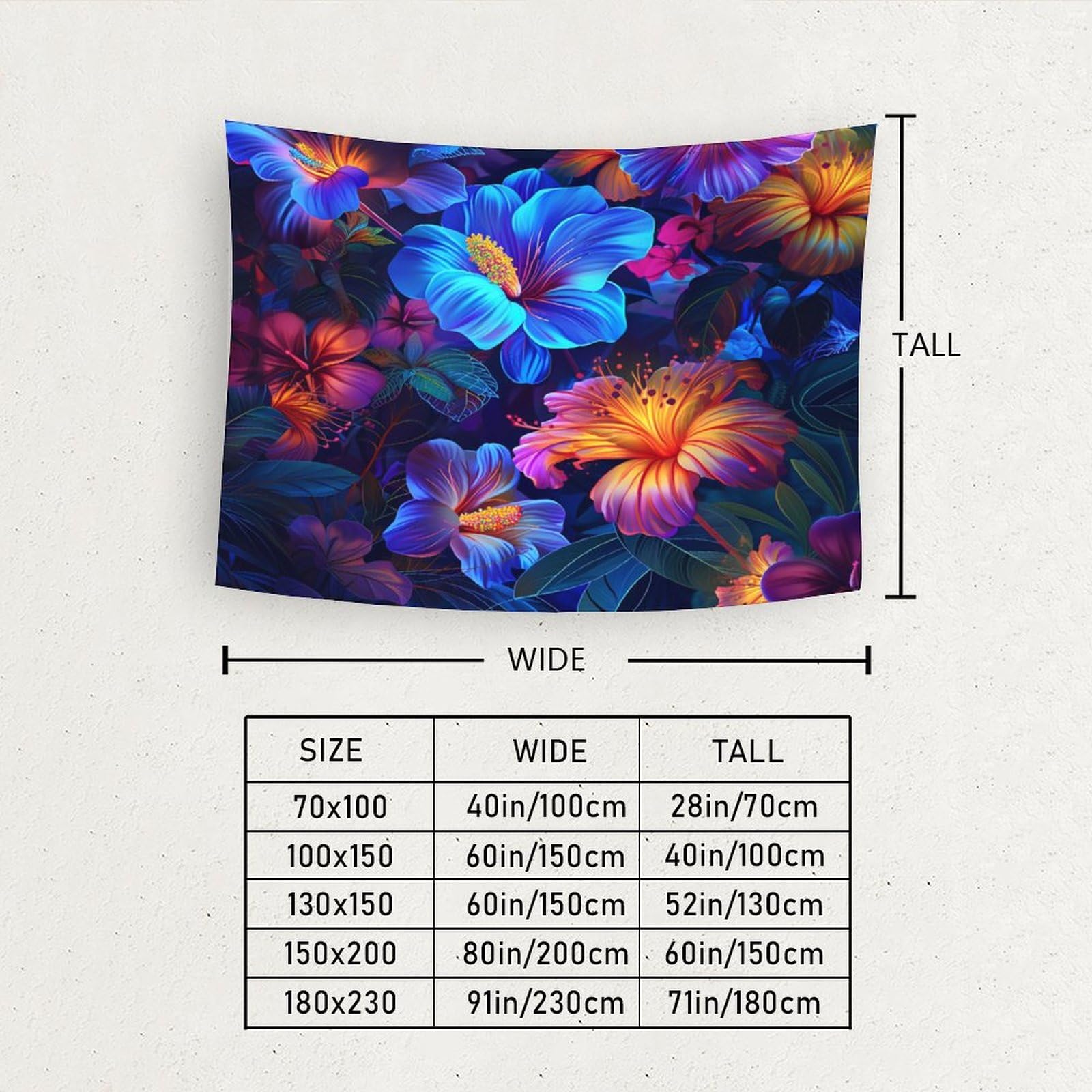 VFKLZCNYR Arazzo Da Parete Con Stampa 3D Maree - Morbido Poliestere 130x150 Cm, Decorazione Per Camera Da Letto, Soggiorno, Dormitorio, Con Accessori Per Appendere Inclusi