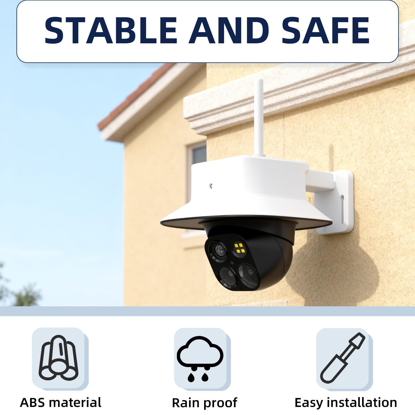 Housse de Protection Contre la Pluie pour Eufy Security SoloCam S340 Résistante aux Intempéries Protège Contre la Pluie, Les Aayons UV Poussière et Vents Violents（Blanc）