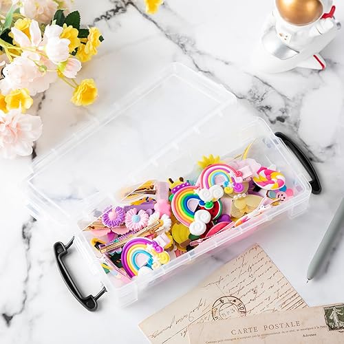 Miniatura 4 de Gueevin Caja de lápices de plástico de gran capacidad, caja de lápices de plástico transparente, caja de crayones con tapa hermética a presión,