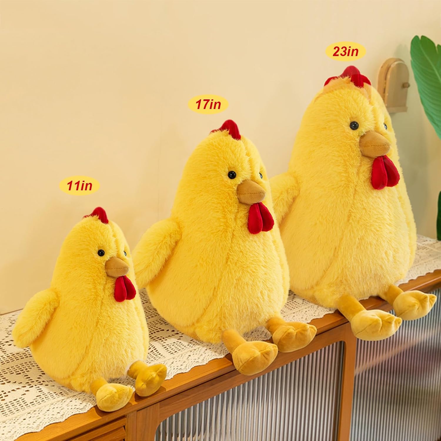 Cute Chicken Stuffed Animal Plush Doll Toy - Farm Animal Cuddler for Kids' Room Decor - Ideal Gift for Valentine's Day Children's Day and Christmas (Yellow,23 inch)