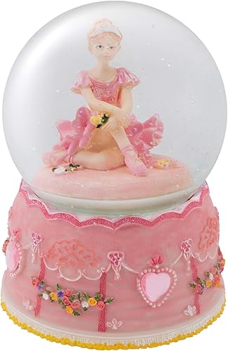 Elanze Designs Estatuilla giratoria de bailarina sentada de 3.937 in globo de agua juega Tune Swan Lake